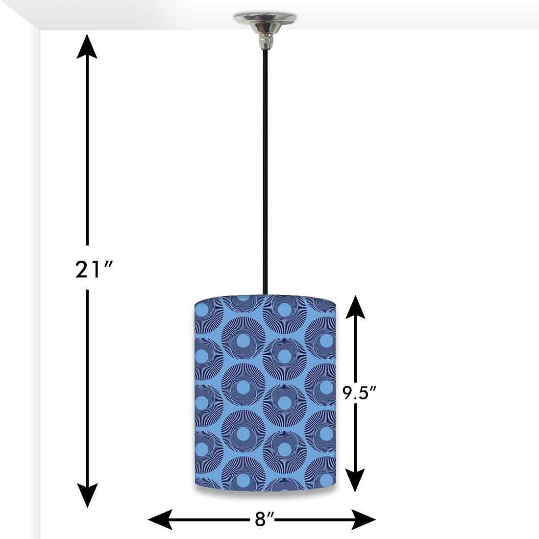Ceiling Hanging Pendant Lamp Shade - Blue Retro Pattern - Image 3