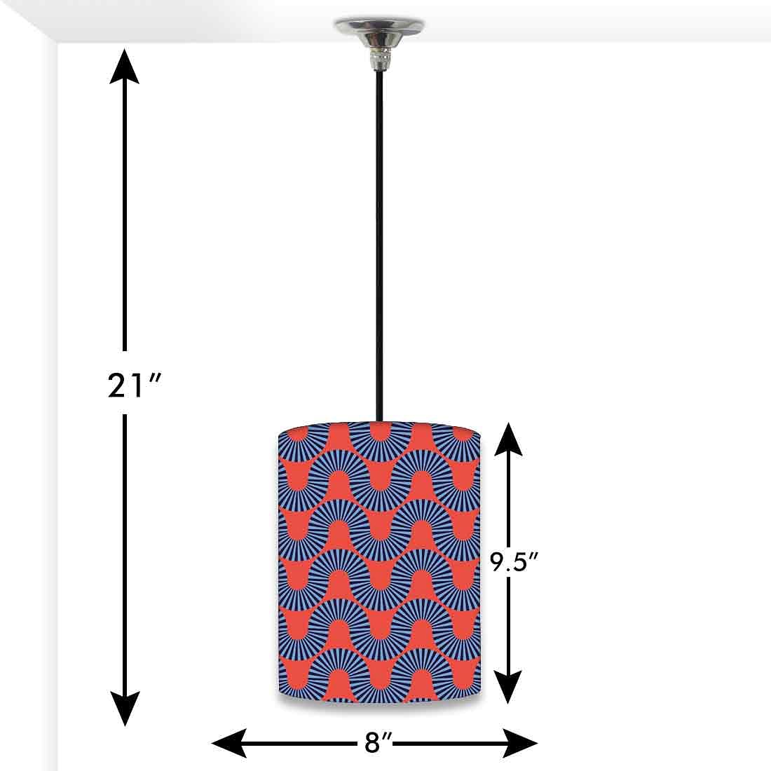 Ceiling Hanging Pendant Lamp Shade - Orange Retro Pattern - Image 3