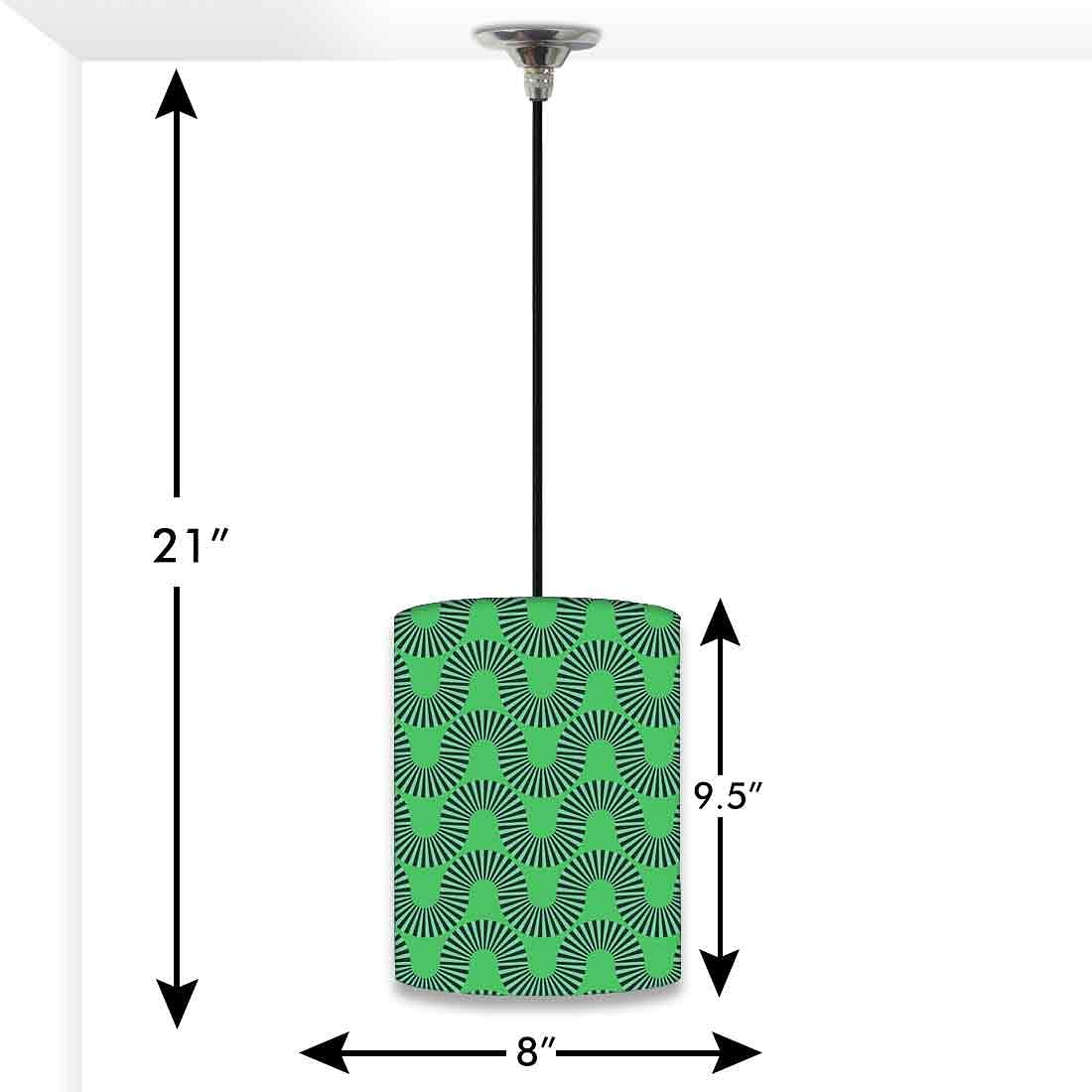 Ceiling Hanging Pendant Lamp Shade - Green Retro Art - Image 3