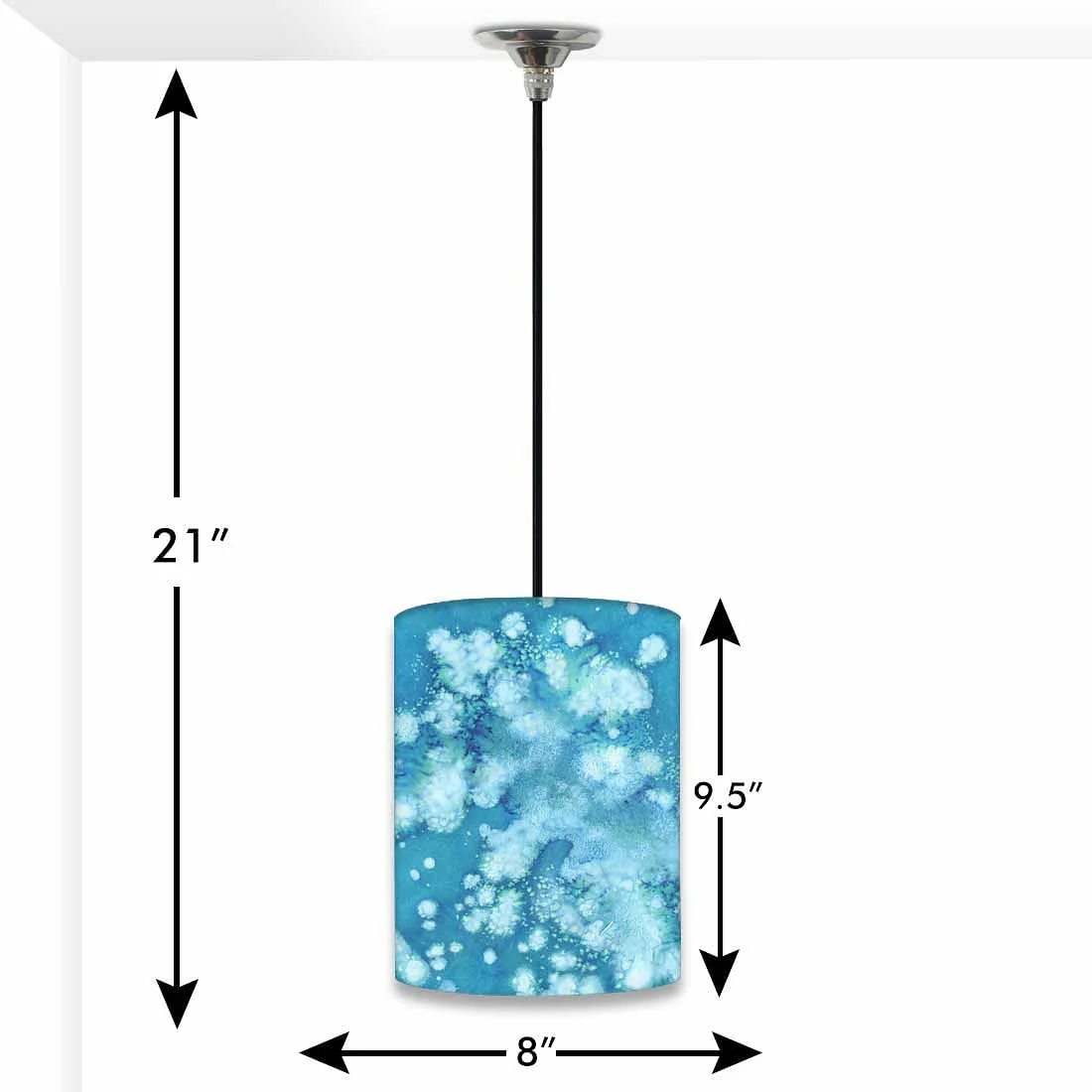 Ceiling Hanging Pendant Lamp Shade - Arctic Space Light Blue Watercolor - Image 3