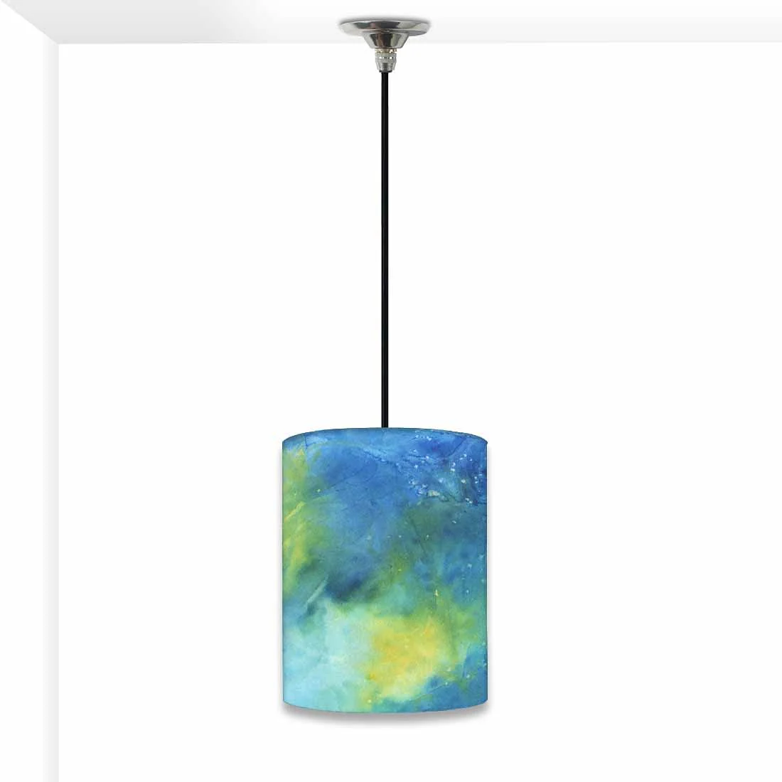 Ceiling Hanging Pendant Lamp Shade - Arctic Space Dark Blue Green Watercolor