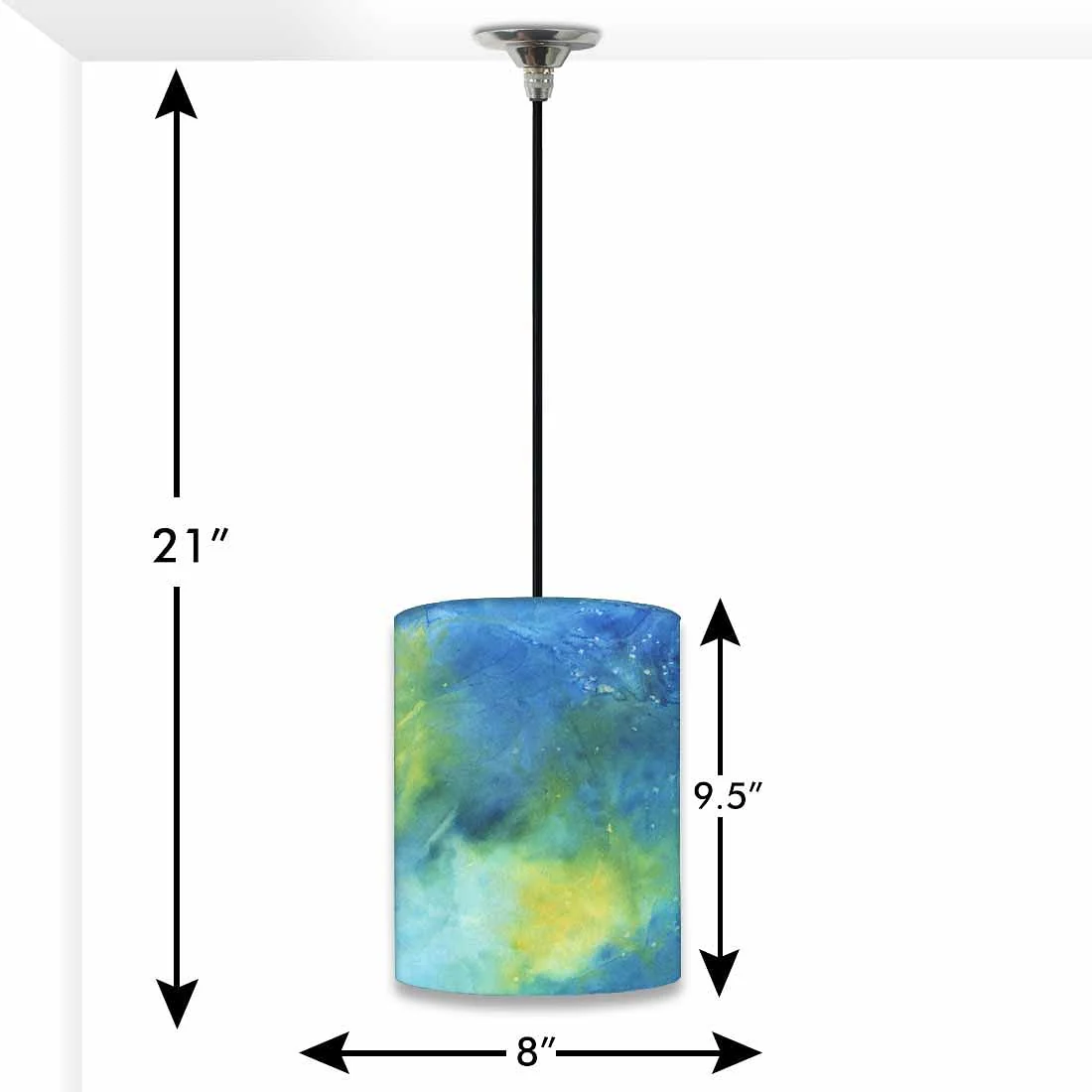 Ceiling Hanging Pendant Lamp Shade - Arctic Space Dark Blue Green Watercolor - Image 3