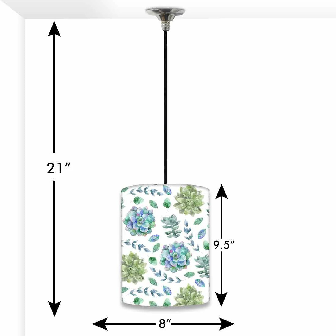 Ceiling Hanging Pendant Lamp Shade - Green Flower - Image 3