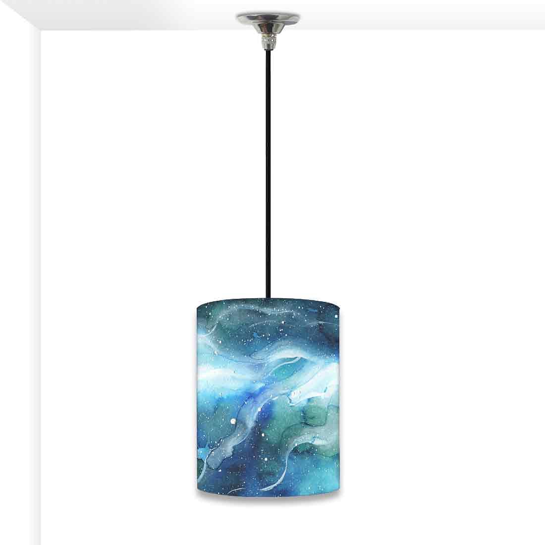 Ceiling Hanging Pendant Lamp Shade - Space Dark Blue Watercolor