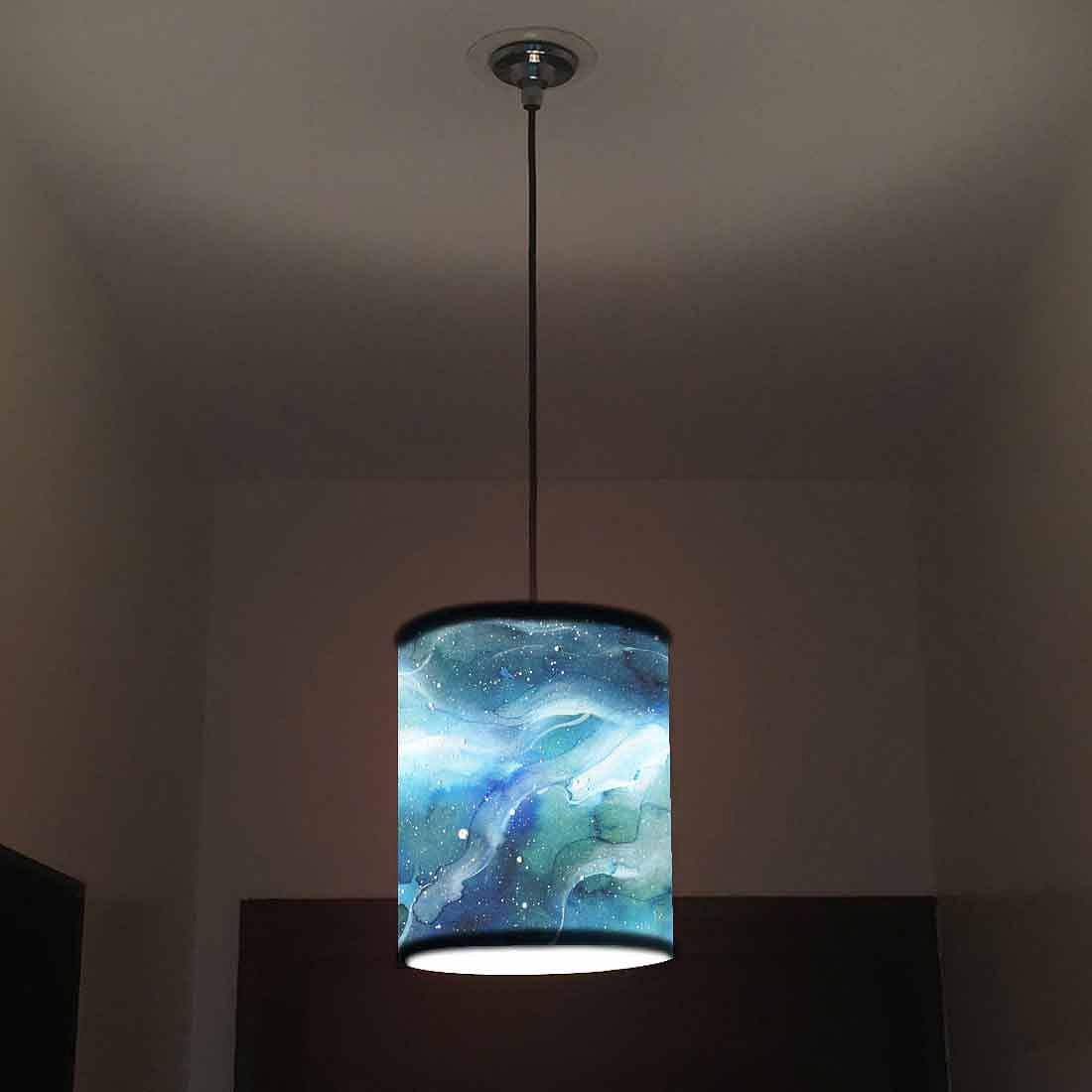 Ceiling Hanging Pendant Lamp Shade - Space Dark Blue Watercolor - Image 2
