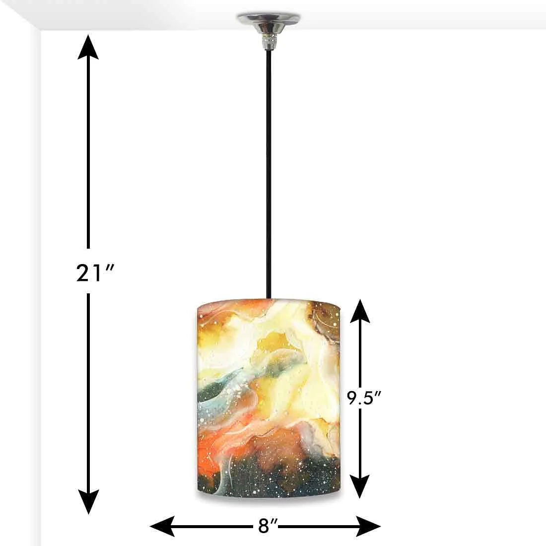 Ceiling Hanging Pendant Lamp Shade - Yellow Green Space Watercolor - Image 3