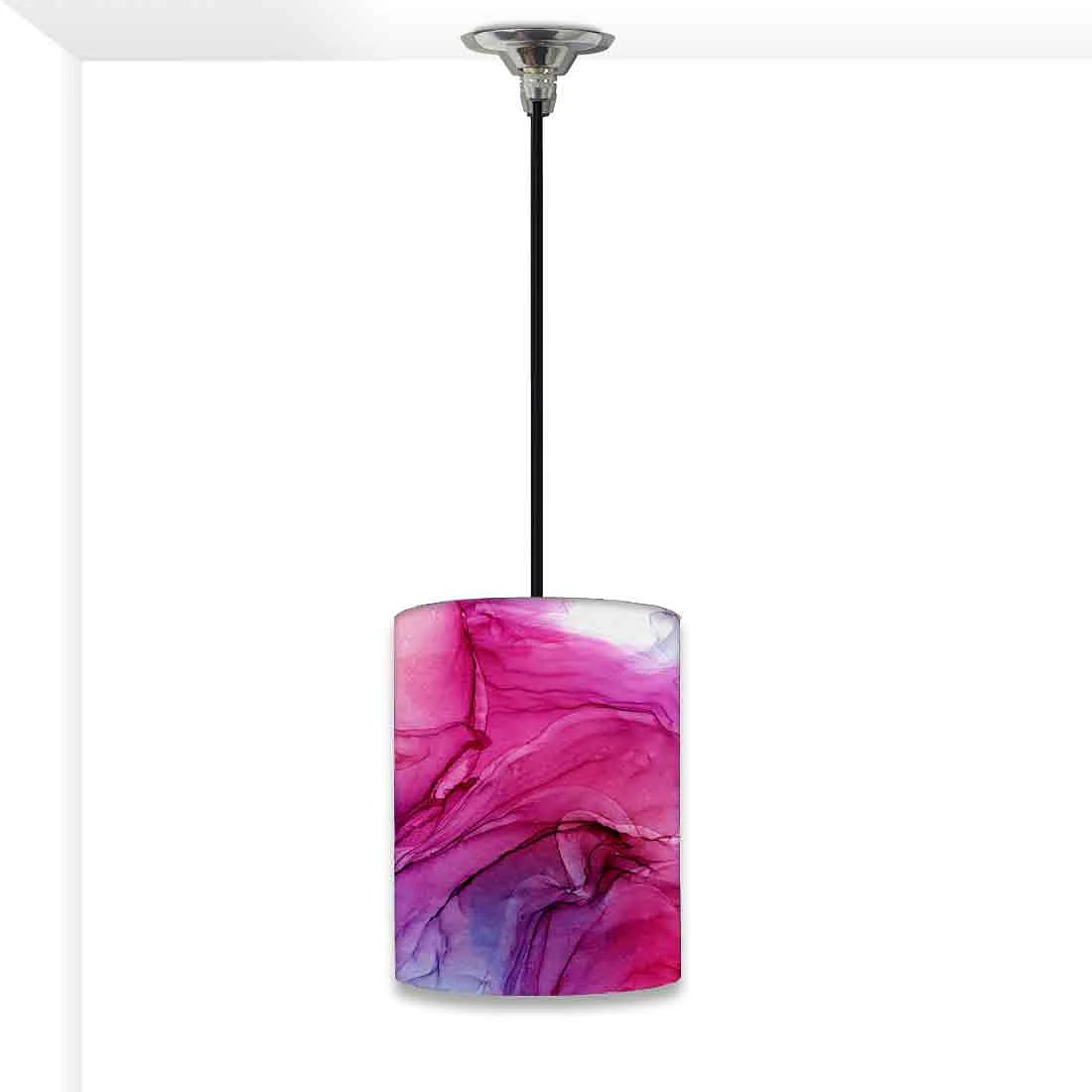 Ceiling Hanging Pendant Lamp Shade - Pink Multicolor Ink Watercolor