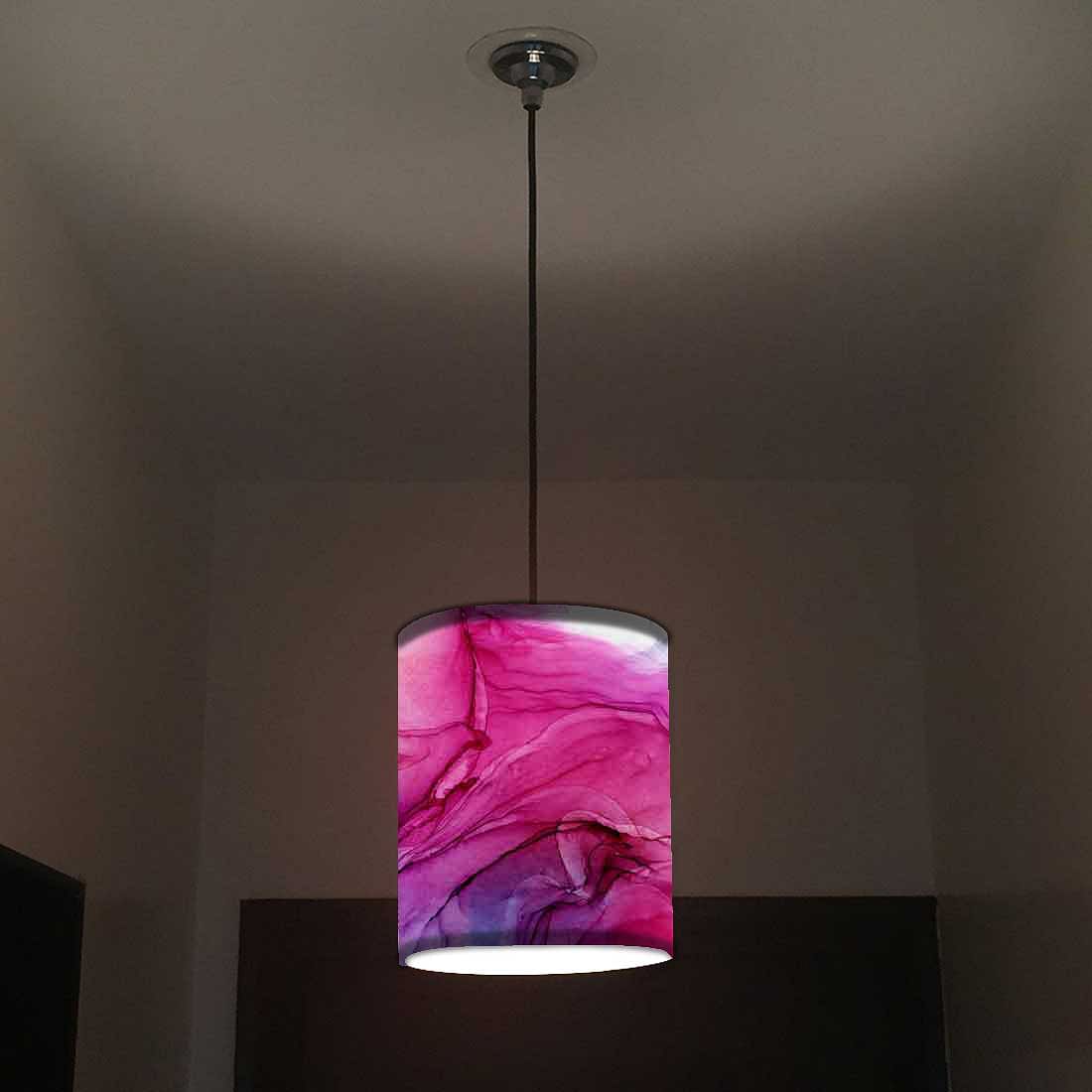 Ceiling Hanging Pendant Lamp Shade - Pink Multicolor Ink Watercolor - Image 2