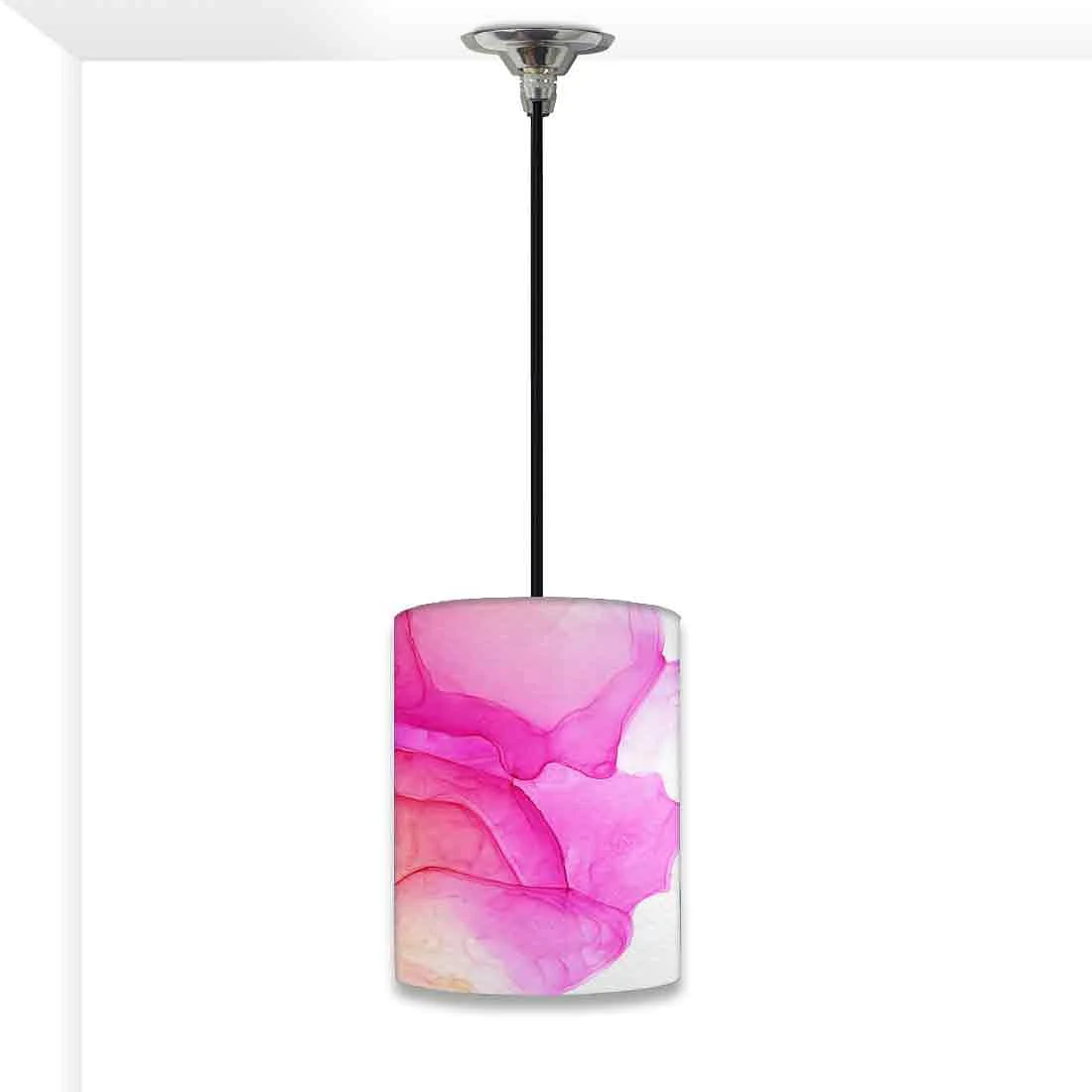 Ceiling Hanging Pendant Lamp Shade - Pink Orange Ink Watercolor