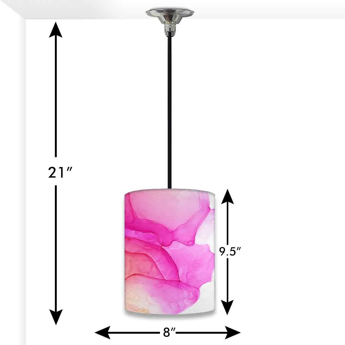 Ceiling Hanging Pendant Lamp Shade - Pink Orange Ink Watercolor - Image 3