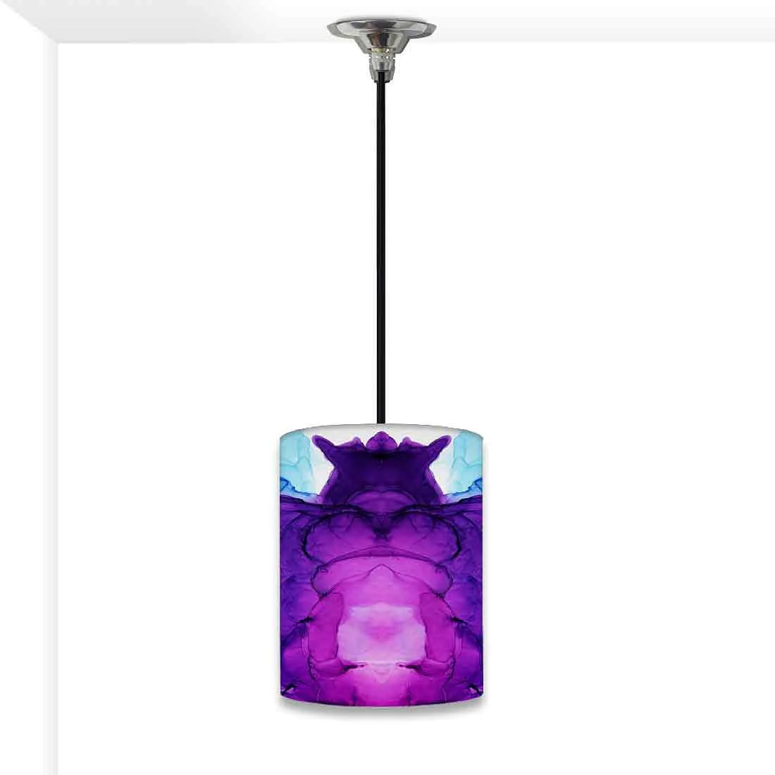 Ceiling Hanging Pendant Lamp Shade - Blue Purple Ink Watercolor