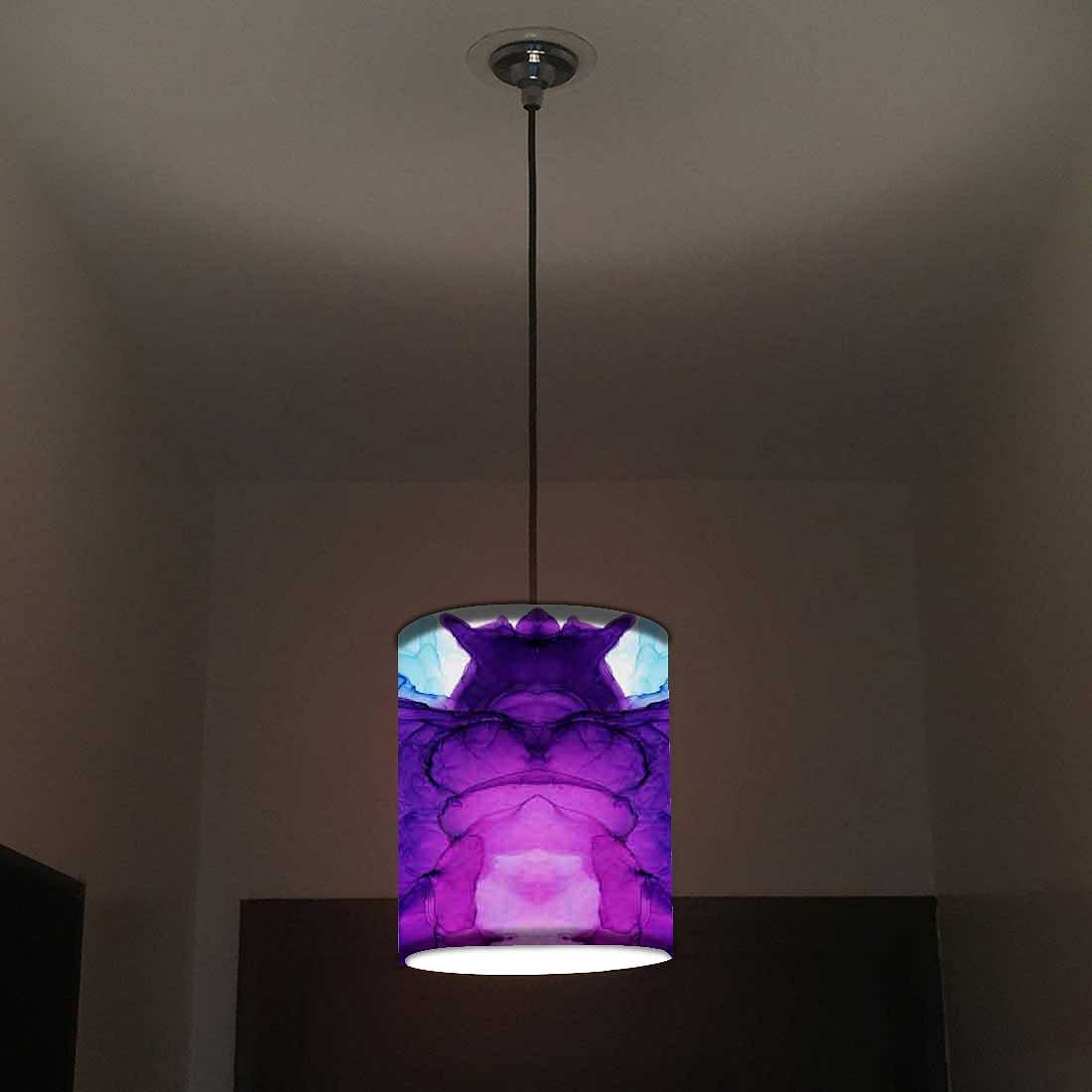 Ceiling Hanging Pendant Lamp Shade - Blue Purple Ink Watercolor - Image 2