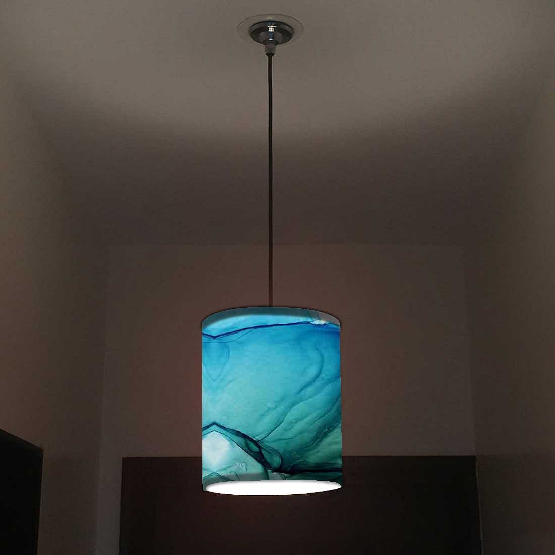 Ceiling Hanging Pendant Lamp Shade - Green Blue Ink Watercolor - Image 2