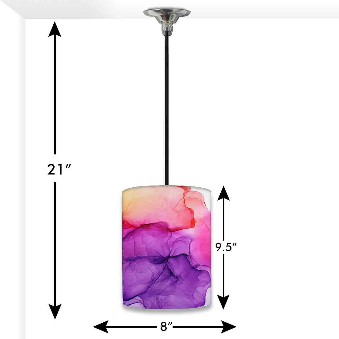 Ceiling Hanging Pendant Lamp Shade - Purple Multicolor Ink Watercolor - Image 3