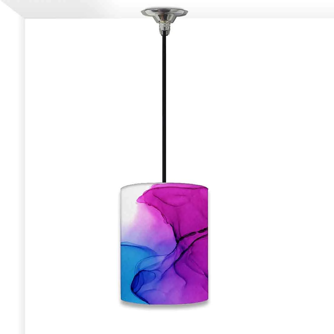 Ceiling Hanging Pendant Lamp Shade - Purple Blue Ink Watercolor