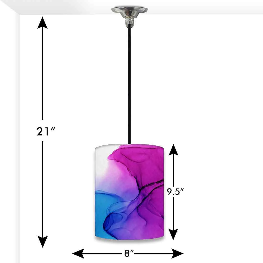 Ceiling Hanging Pendant Lamp Shade - Purple Blue Ink Watercolor - Image 3