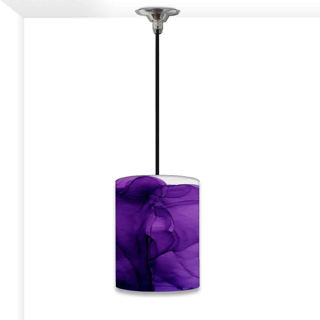 Ceiling Hanging Pendant Lamp Shade - Dark Purple Ink Watercolor