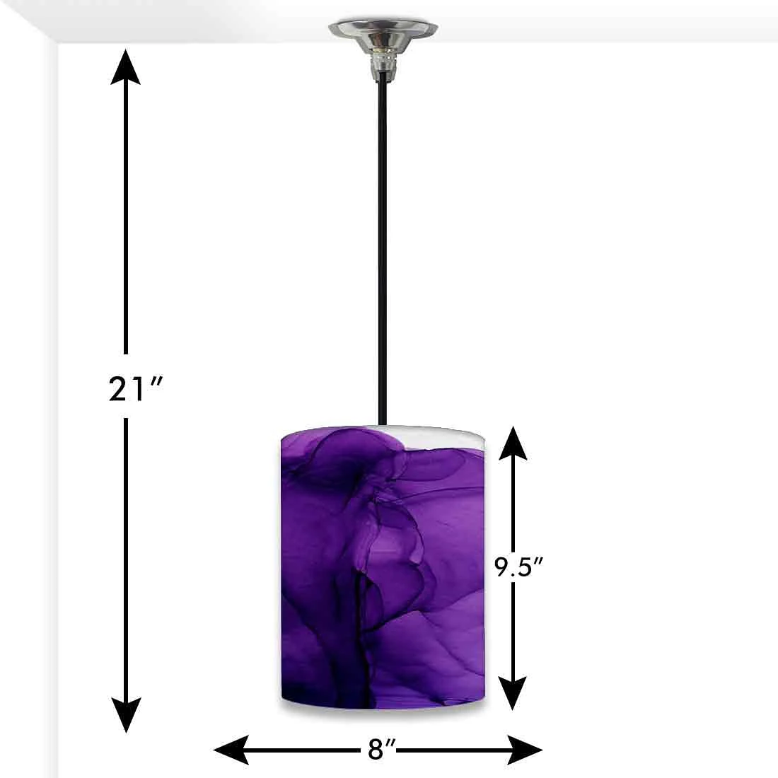 Ceiling Hanging Pendant Lamp Shade - Dark Purple Ink Watercolor - Image 3