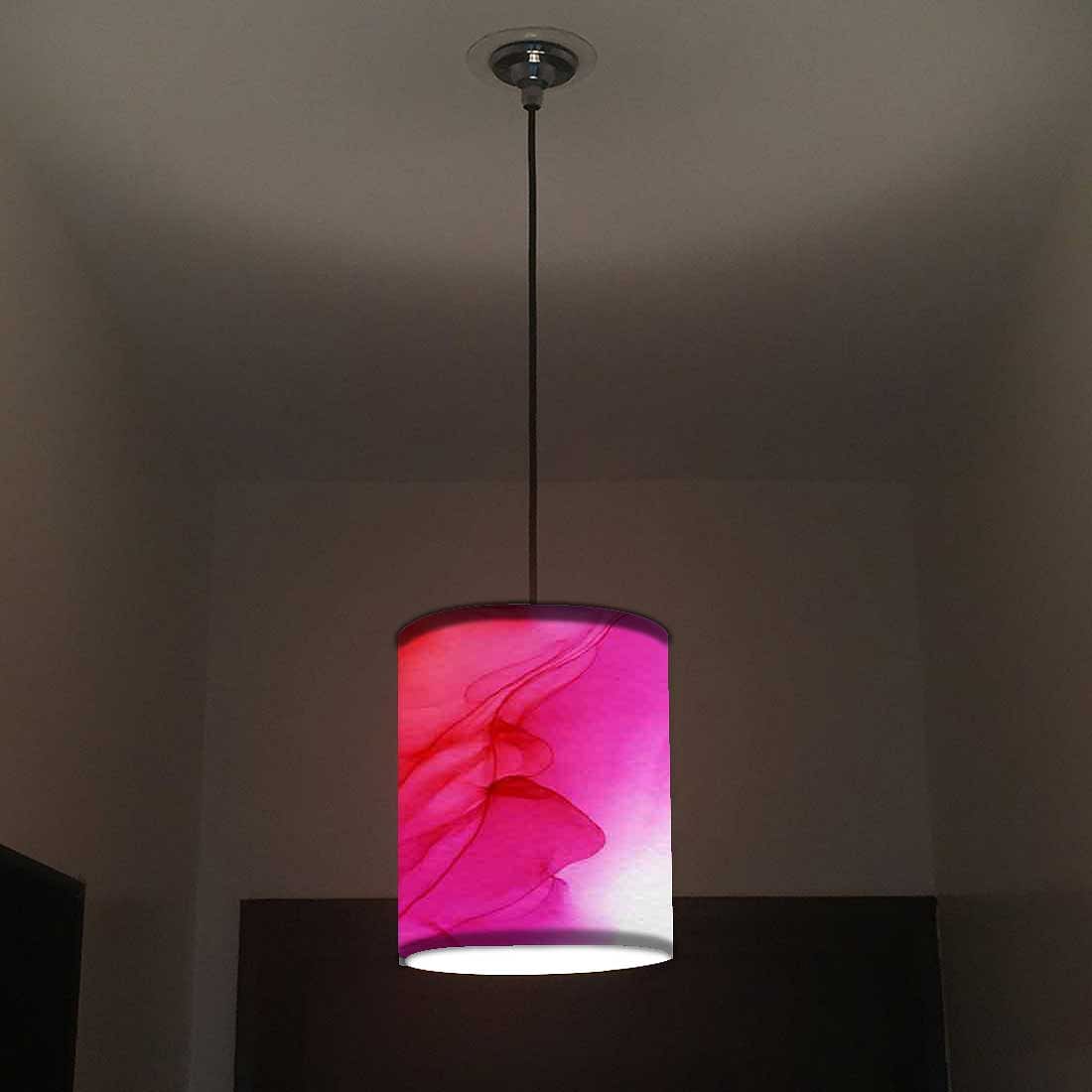 Ceiling Hanging Pendant Lamp Shade - Red Pink Ink Watercolor - Image 2