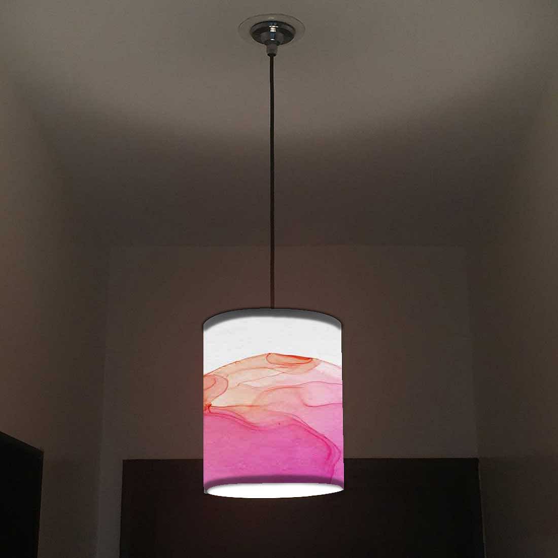 Ceiling Hanging Pendant Lamp Shade - Pink White Ink Watercolor - Image 2