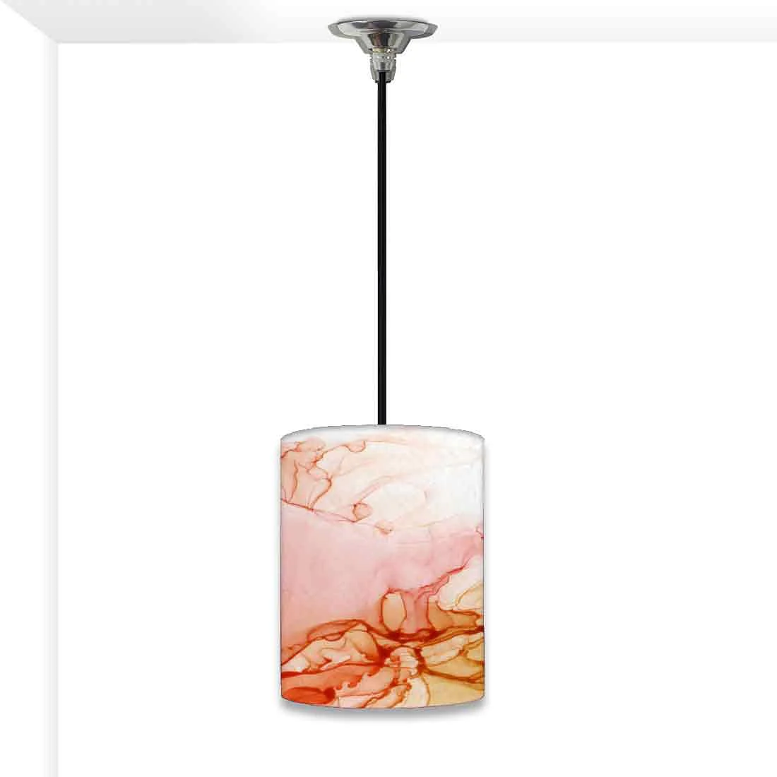 Ceiling Hanging Pendant Lamp Shade - Orange Golden Ink Watercolor