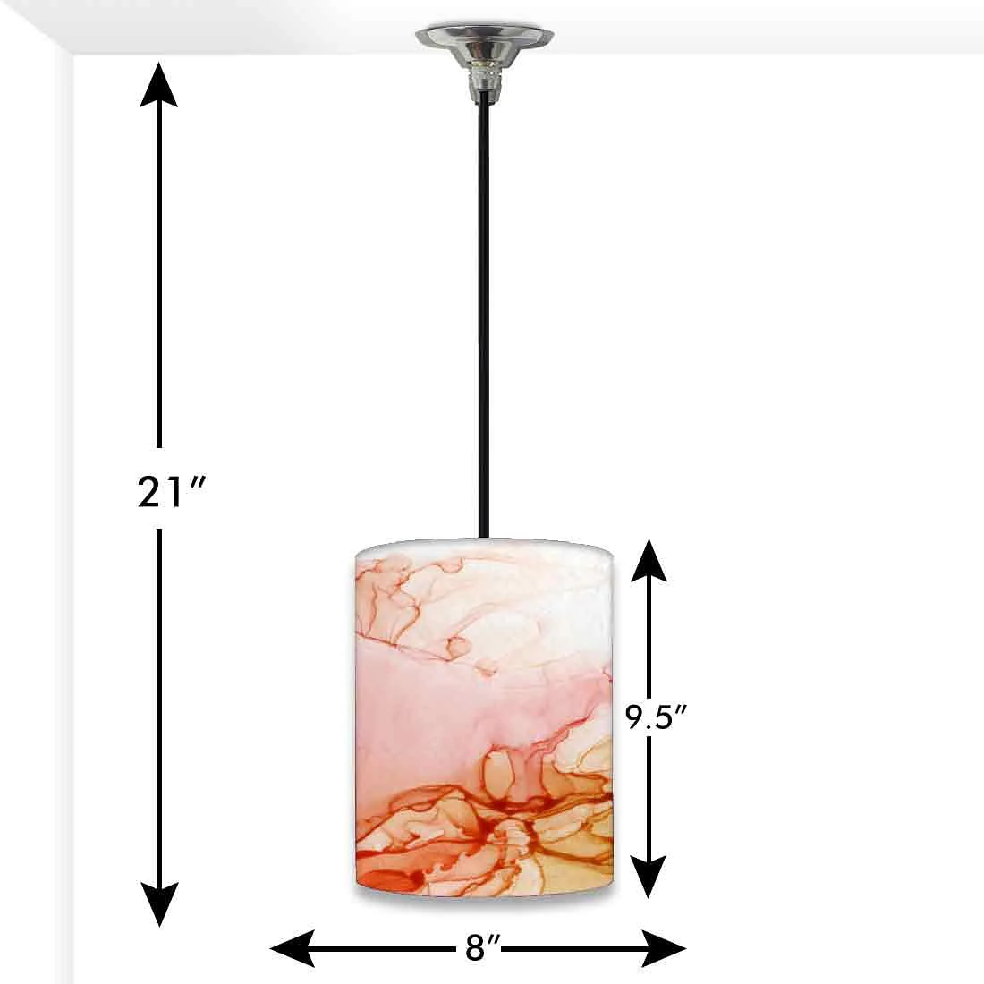 Ceiling Hanging Pendant Lamp Shade - Orange Golden Ink Watercolor - Image 3