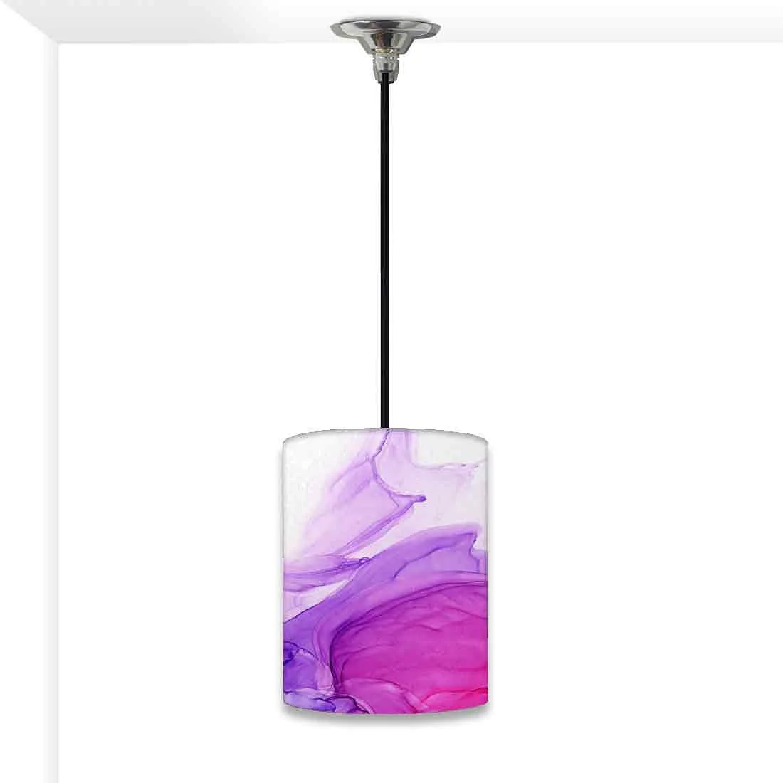 Ceiling Hanging Pendant Lamp Shade - Purple Ink Watercolor