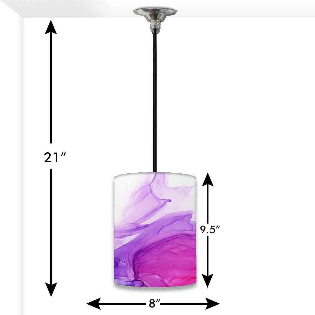 Ceiling Hanging Pendant Lamp Shade - Purple Ink Watercolor - Image 3