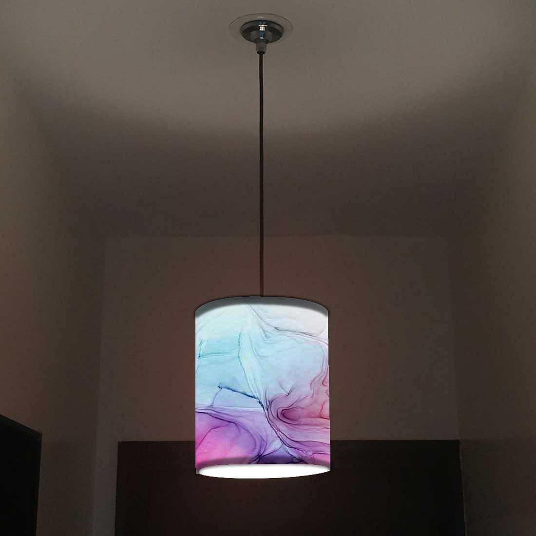 Ceiling Hanging Pendant Lamp Shade - Pink Blue Ink Watercolor - Image 2