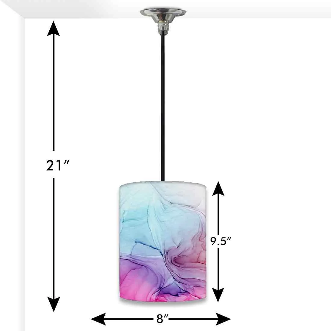 Ceiling Hanging Pendant Lamp Shade - Pink Blue Ink Watercolor - Image 3