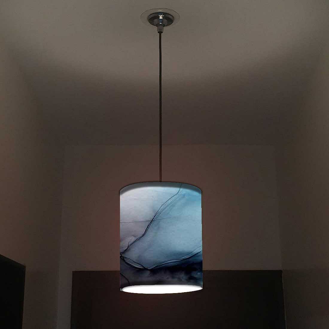 Ceiling Hanging Pendant Lamp Shade - Black Blue Ink Watercolor - Image 2