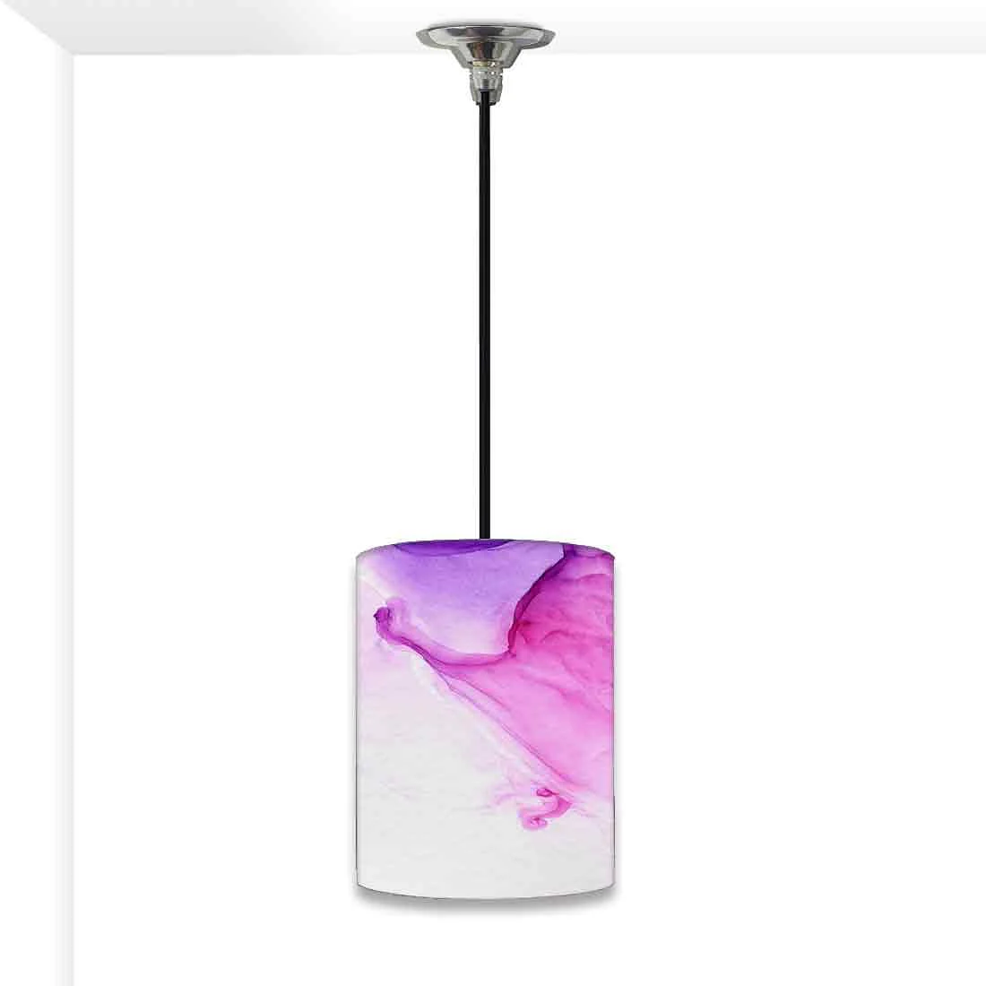 Ceiling Hanging Pendant Lamp Shade - Pink White Purple Ink Watercolor