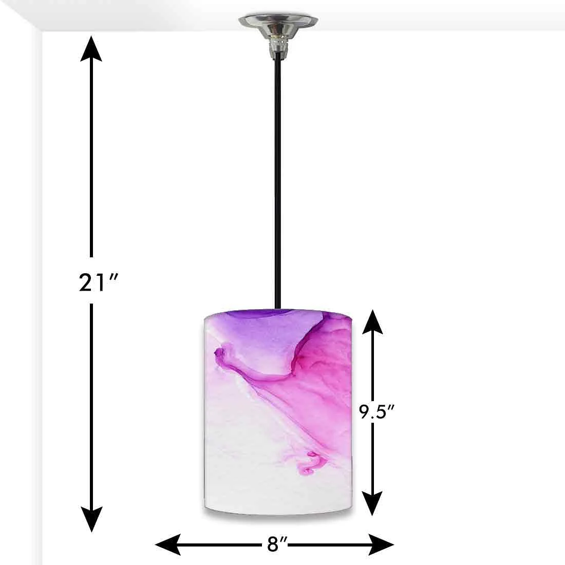 Ceiling Hanging Pendant Lamp Shade - Pink White Purple Ink Watercolor - Image 3