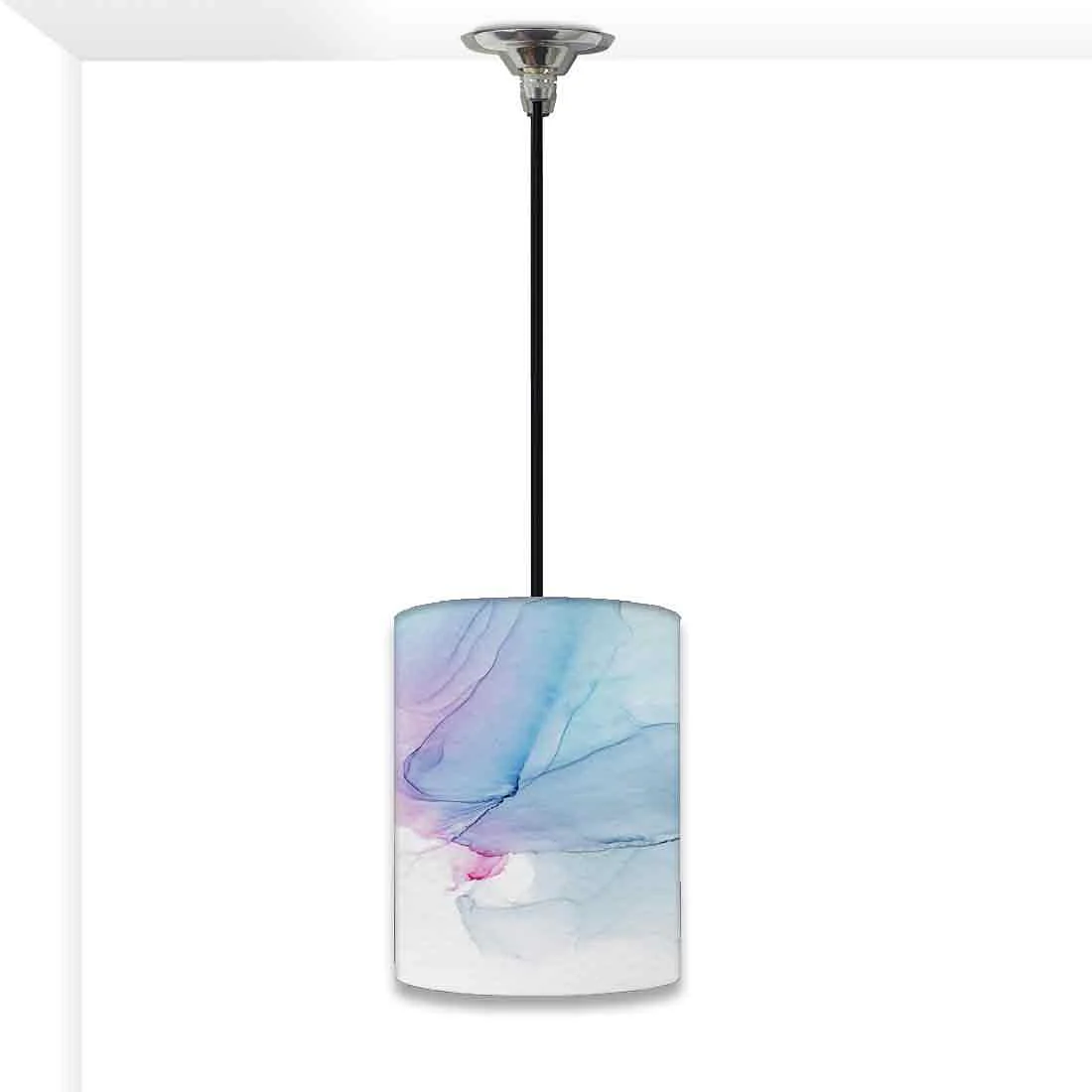 Ceiling Hanging Pendant Lamp Shade - Blue Gray Ink Watercolor