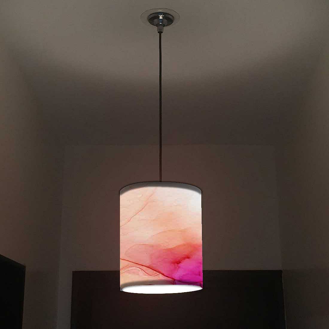 Ceiling Hanging Pendant Lamp Shade - Orange Pink Multicolor Ink Watercolor - Image 2