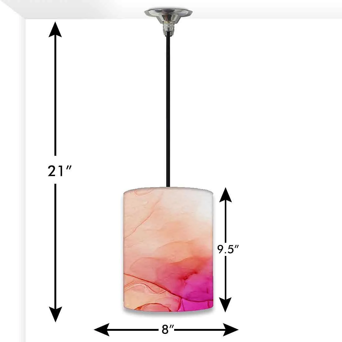 Ceiling Hanging Pendant Lamp Shade - Orange Pink Multicolor Ink Watercolor - Image 3