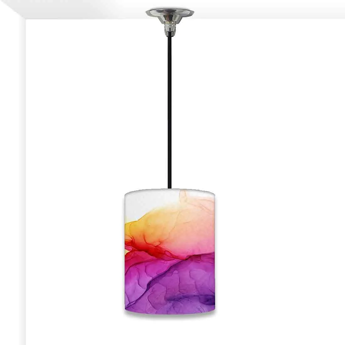 Ceiling Hanging Pendant Lamp Shade - Purple Yellow Ink Watercolor