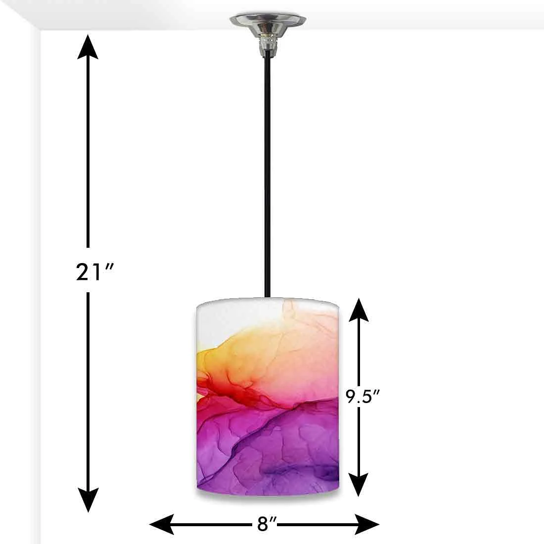 Ceiling Hanging Pendant Lamp Shade - Purple Yellow Ink Watercolor - Image 3
