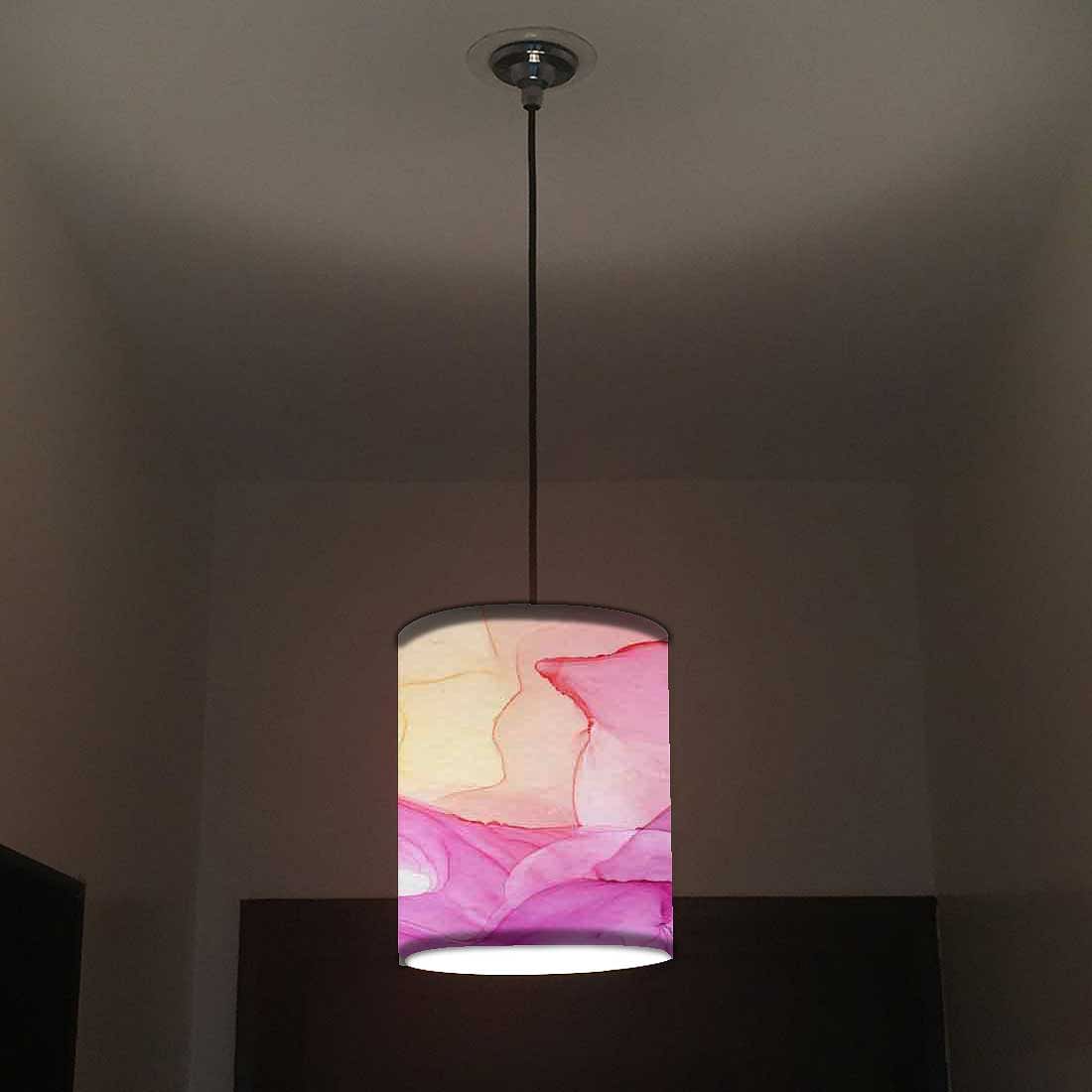 Ceiling Hanging Pendant Lamp Shade - Pink Purple Yellow Ink Watercolor - Image 2