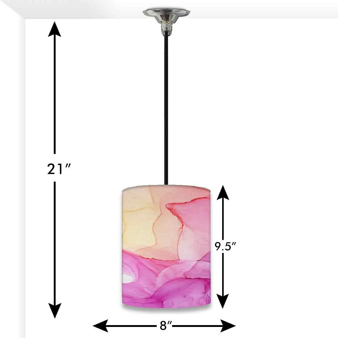 Ceiling Hanging Pendant Lamp Shade - Pink Purple Yellow Ink Watercolor - Image 3