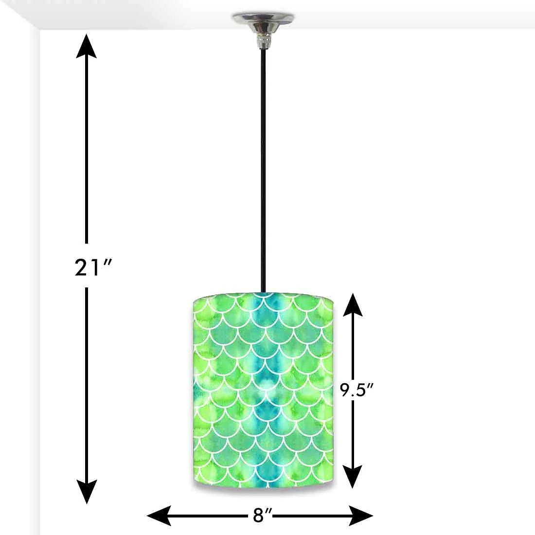 Ceiling Hanging Pendant Lamp Shade - Green Mermaid Watercolor - Image 3