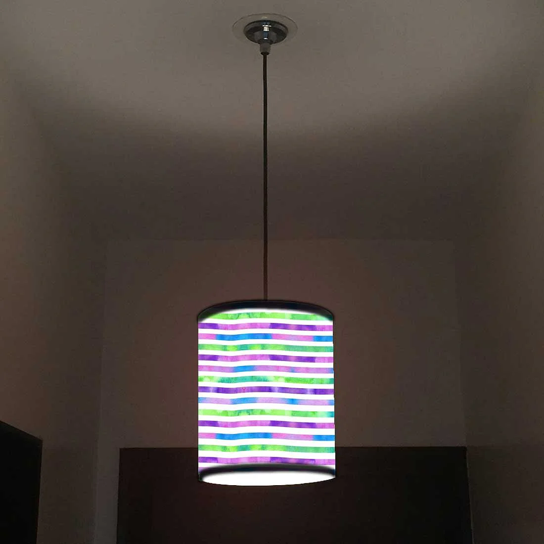 Ceiling Hanging Pendant Lamp Shade - Colorful Strips - Image 2