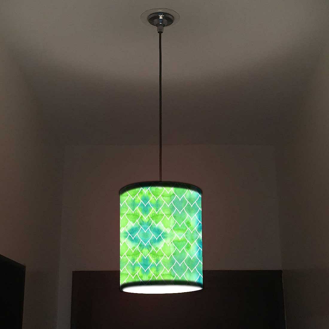Ceiling Hanging Pendant Lamp Shade - Green Mermaid Watercolor Pattern - Image 2