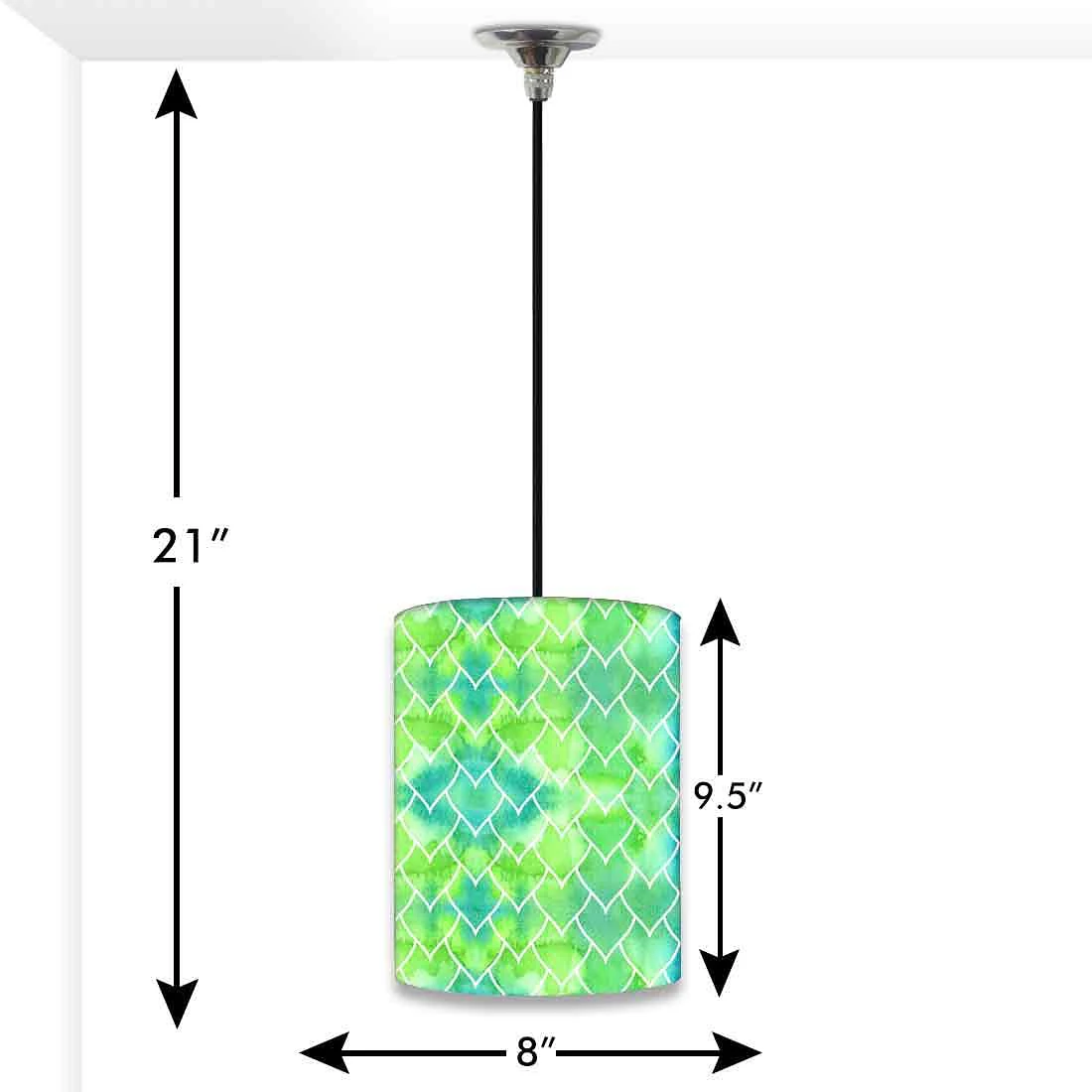 Ceiling Hanging Pendant Lamp Shade - Green Mermaid Watercolor Pattern - Image 3
