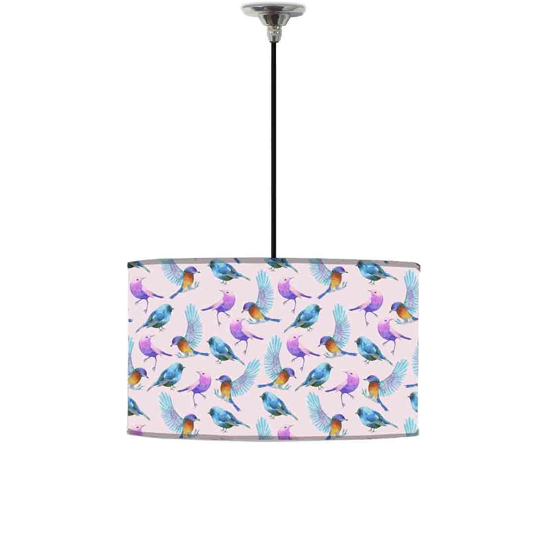 Ceiling Lamp Hanging Drum Lampshade - Watercolor Birds