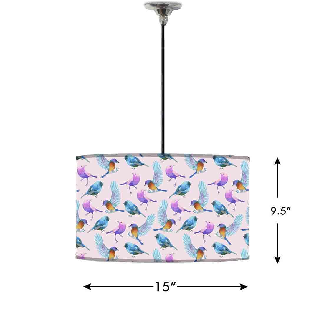 Ceiling Lamp Hanging Drum Lampshade - Watercolor Birds - Image 2