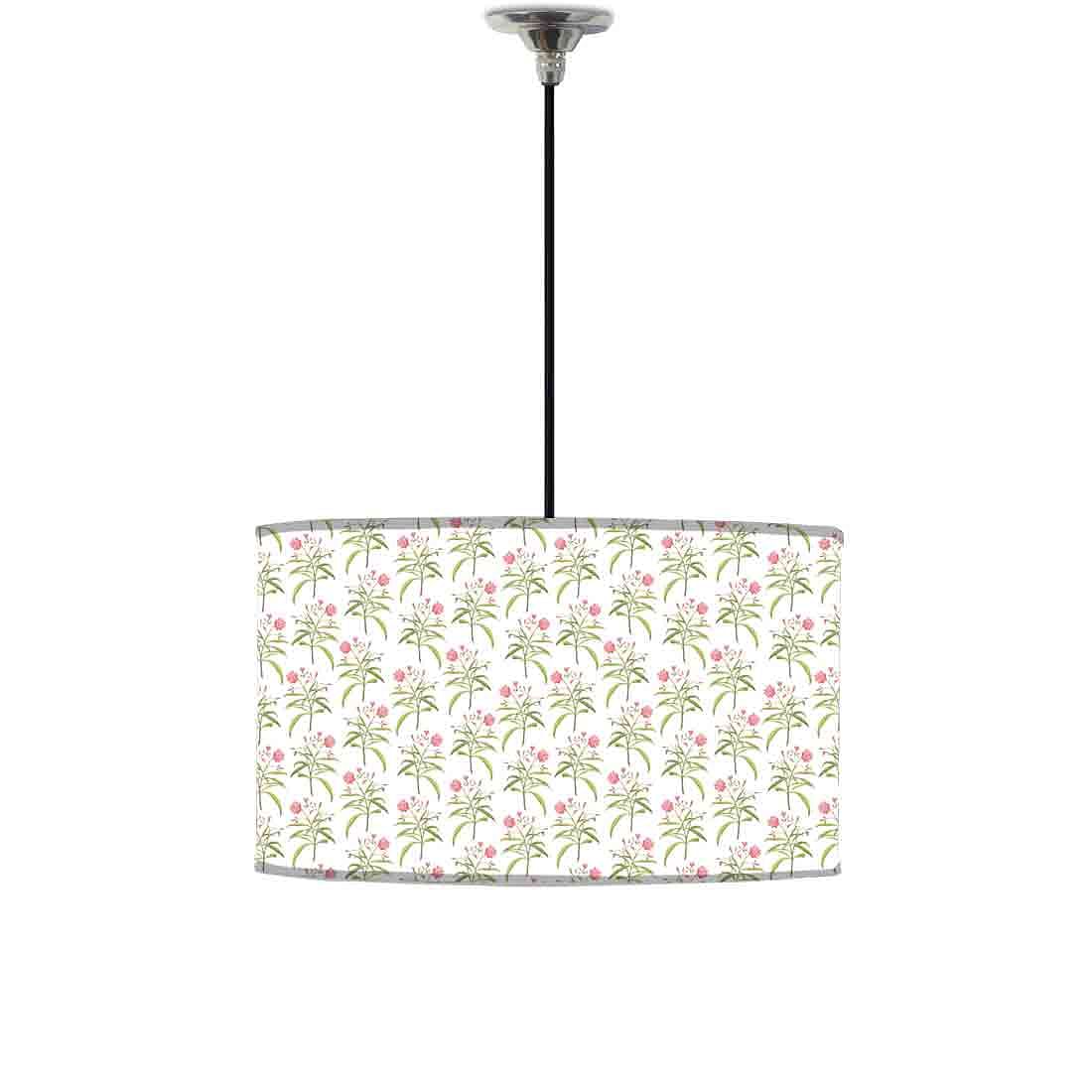 Ceiling Lamp Hanging Drum Lampshade - Flowers Pattern