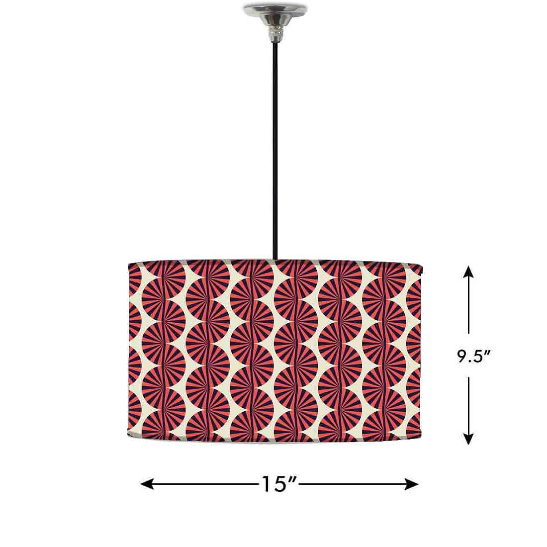 Ceiling Lamp Hanging Drum Lampshade - Brown Retro Pattern - Image 2