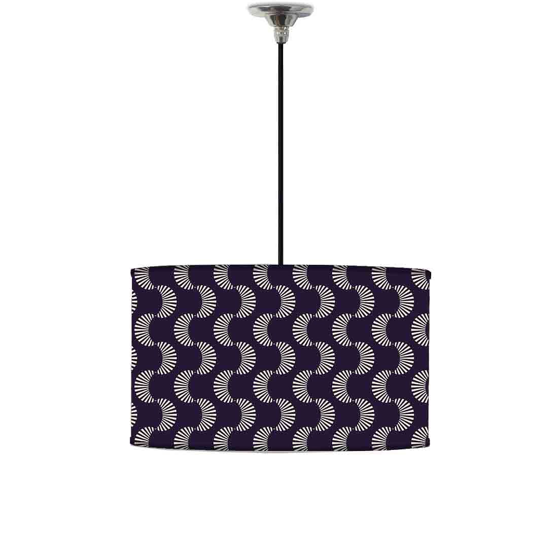 Ceiling Lamp Hanging Drum Lampshade - Purple Retro Pattern