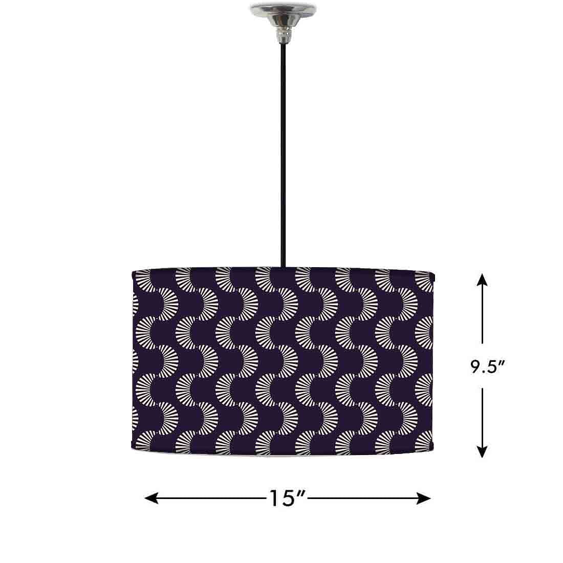 Ceiling Lamp Hanging Drum Lampshade - Purple Retro Pattern - Image 2
